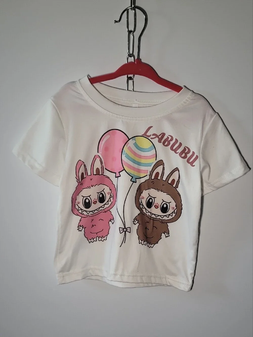 Labubu Kids White & Denim Matching Set - Pink & Brown Character Tee and Jeans